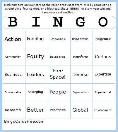 Gustavson Bingo Card