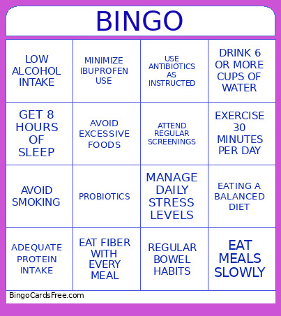 GUT HEALTH & AGING Bingo Card