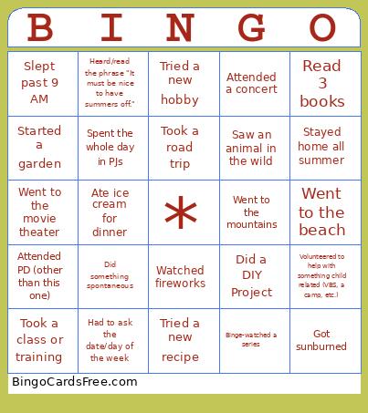 GVA Summer Vacation Bingo