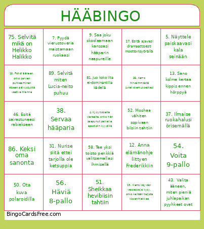 Hää Bingo Card