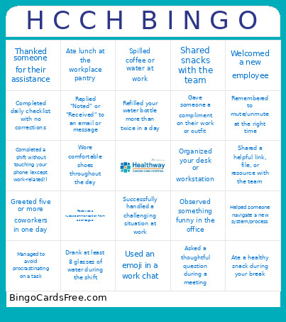 H C C H B I N G O Bingo Card