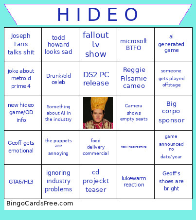 H I D E O Bingo Card