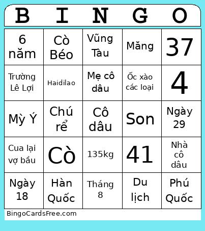 Hân&Đạt Bingo
