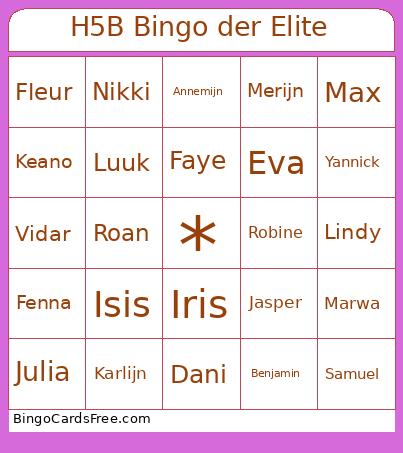 H5B Der Elite Bingo Card