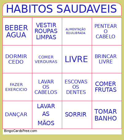 HABITOS SAUDAVEIS Bingo Card