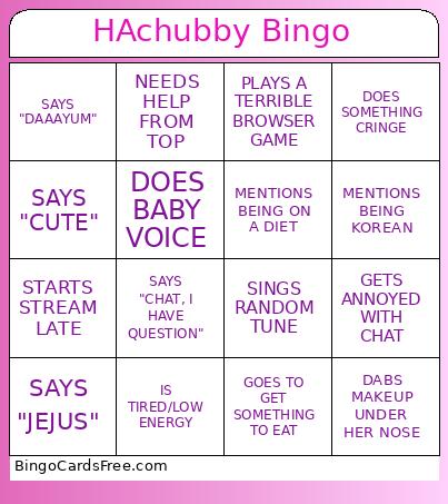 HAchubby Bingo