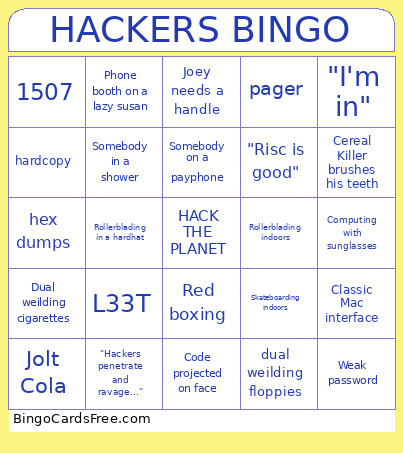 HACKERS Bingo Card