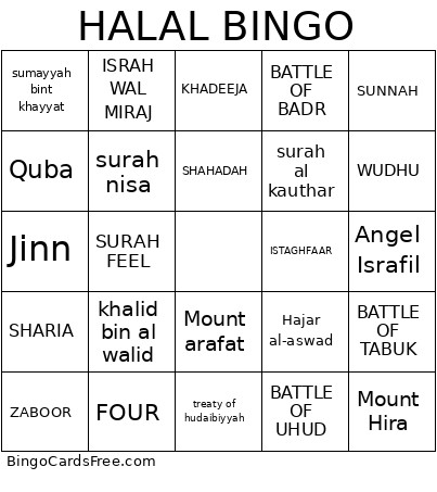 HALAL Bingo Card