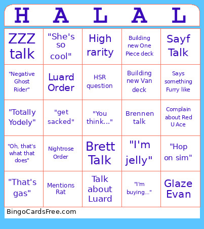 Halal Bingo Card