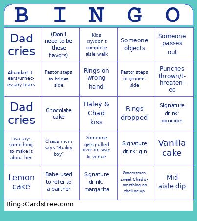 haley and chad wedding Bingo