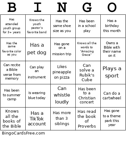HALF TIME Bingo Card