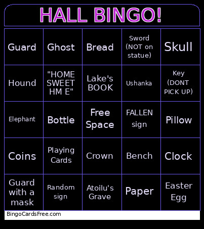 HALL ! Bingo Card