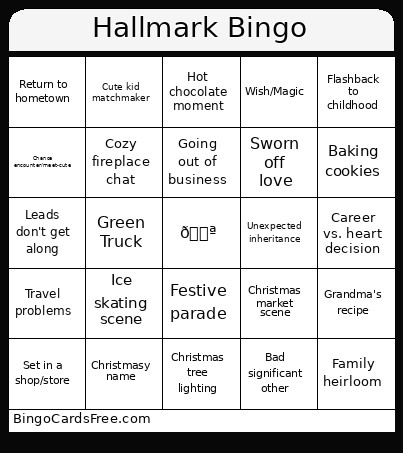 Hallmark Bingo Card