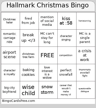 Hallmark Christmas Bingo