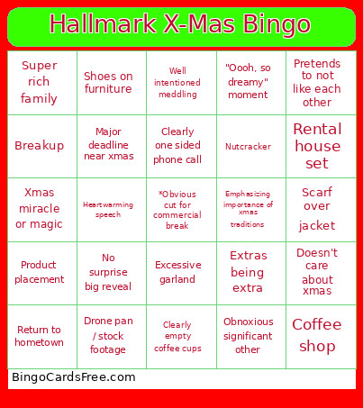 Hallmark Christmas Bingo Card