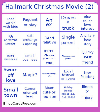 Hallmark Christmas Movie (2) Bingo Card