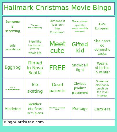 Hallmark Christmas Movie Bingo