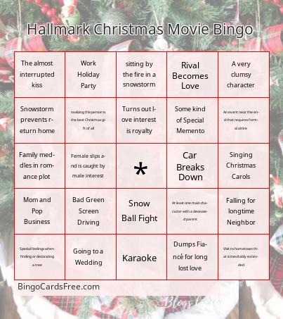 Hallmark Christmas Movie Bingo