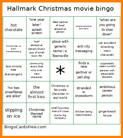 Hallmark Christmas Movie Bingo Card