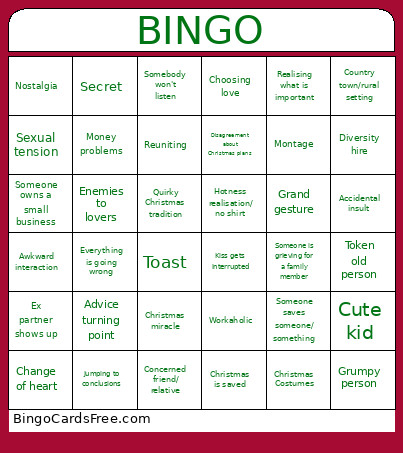 Hallmark Christmas Movie Bingo Card