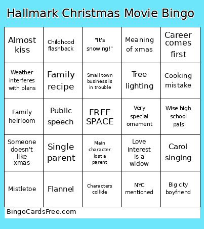 Hallmark Christmas Movie Bingo Card