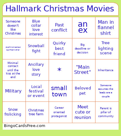 Hallmark Christmas Movies Bingo Card