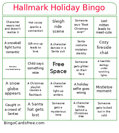 Hallmark Holliday Bingo Card
