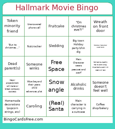 Hallmark Movie Bingo Card