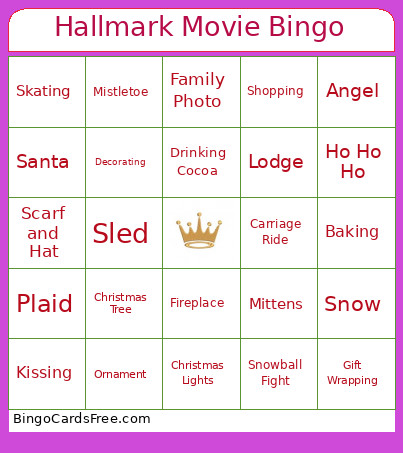 Hallmark Movie Bingo Card