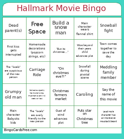 Hallmark Movie Bingo Card