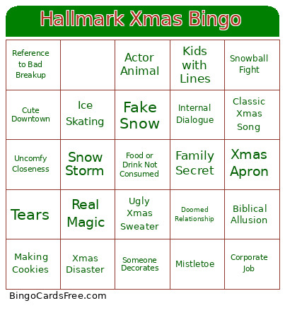 Hallmark Xmas Bingo Card