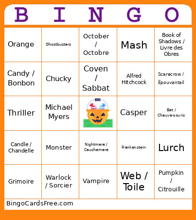 Halloween Bingo Card 2