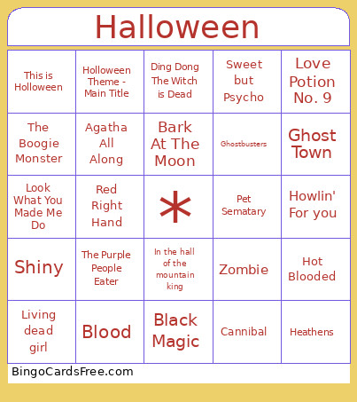 Halloween Bingo Card 2