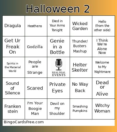 Halloween 2 Bingo Card