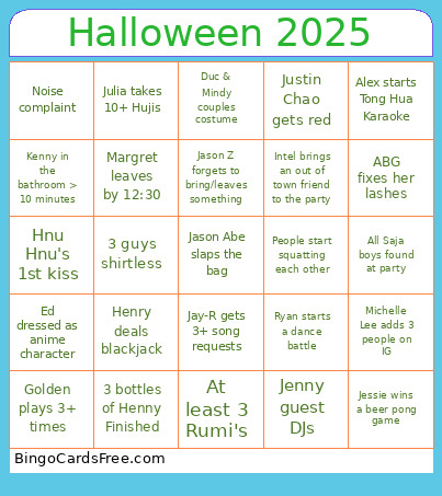 Halloween 2025 Bingo Card