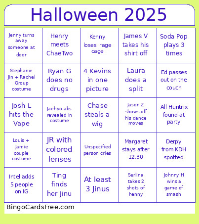 Halloween 2025 Bingo Card