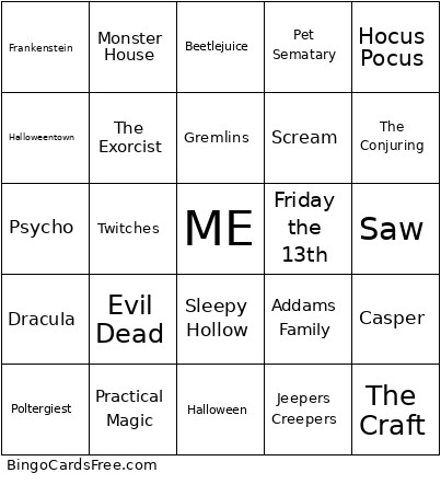 Halloween 2025-26 Bingo Card