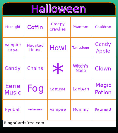 Halloween Bingo Card 2