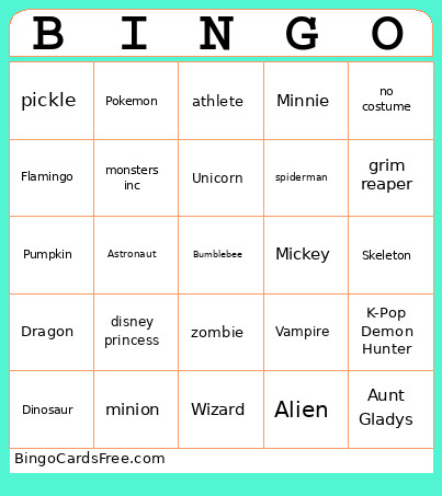 Halloween Bingo Card