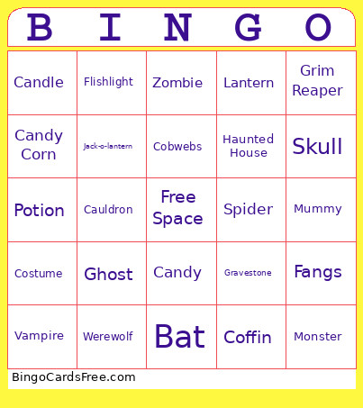 Halloween Bingo Card 2
