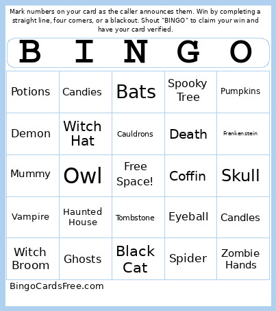 Halloween Bingo Card 3