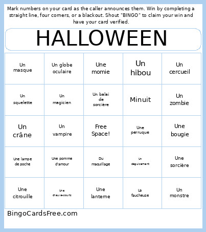 Halloween Bingo Card