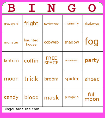 Halloween Bingo Card