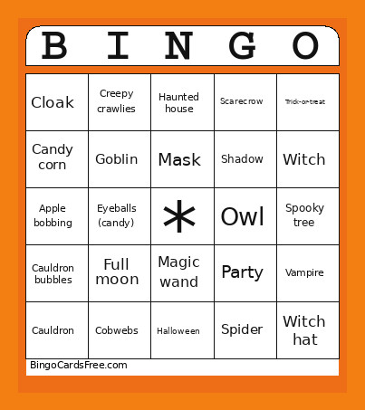Halloween Bingo Card