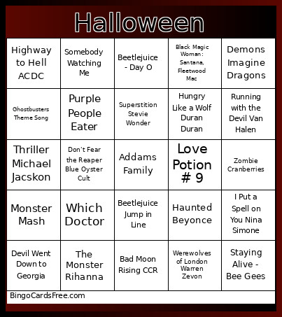 Halloween Bingo Card 3