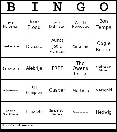 Halloween Bingo Card
