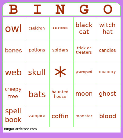Halloween Bingo Card