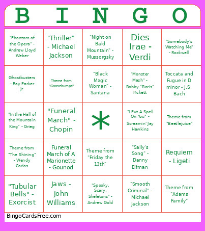Halloween Bingo Card 2