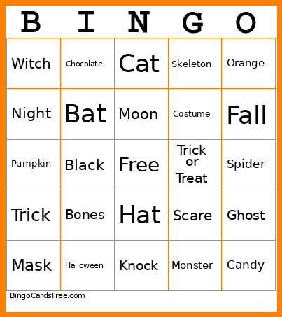 Halloween Bingo Card