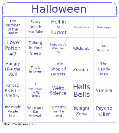Halloween Bingo Card 4